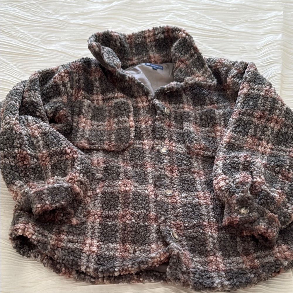 Textured Plaid Sherpa Sleeve